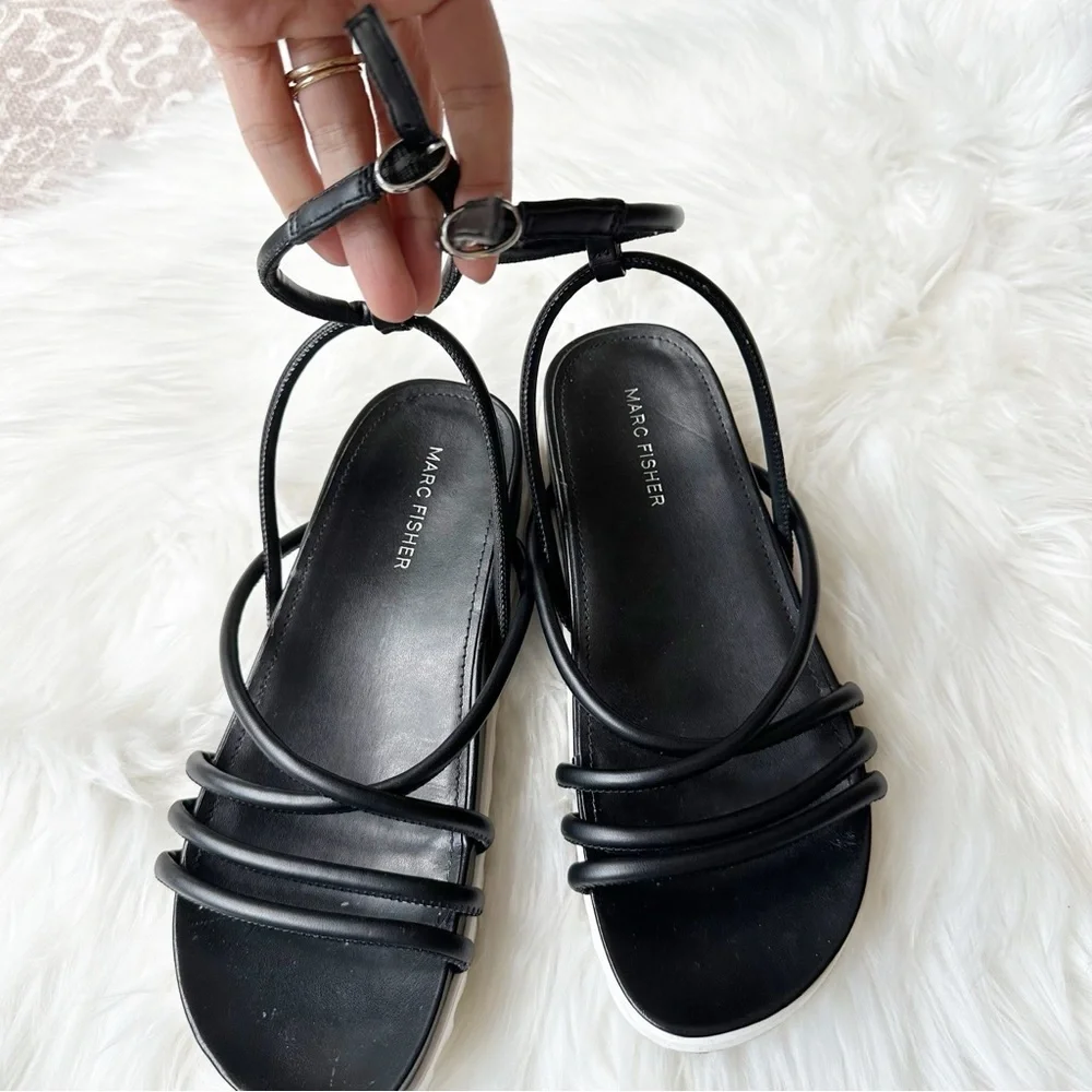 Marc Fisher Joylyn Strappy Sandals Black Size‎ 7.5